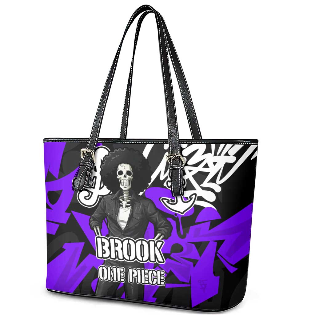 Brook One Piece Leather Tote Bag Graffiti Street Art Anime Collage