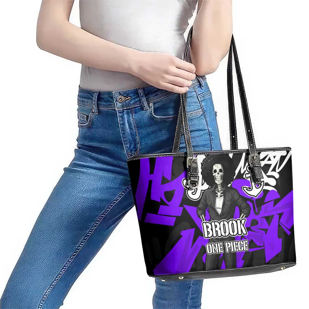 Brook One Piece Leather Tote Bag Graffiti Street Art Anime Collage