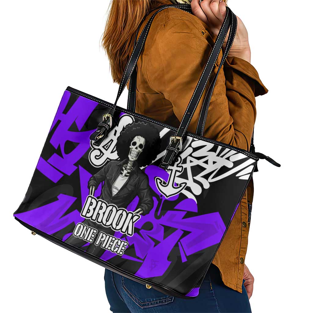 Brook One Piece Leather Tote Bag Graffiti Street Art Anime Collage