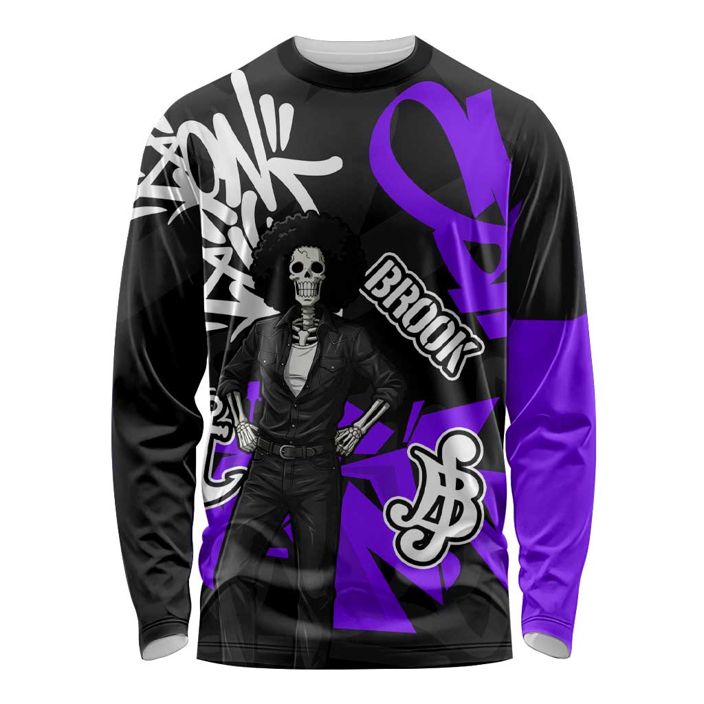Brook One Piece Long Sleeve Shirt Graffiti Street Art Anime Collage
