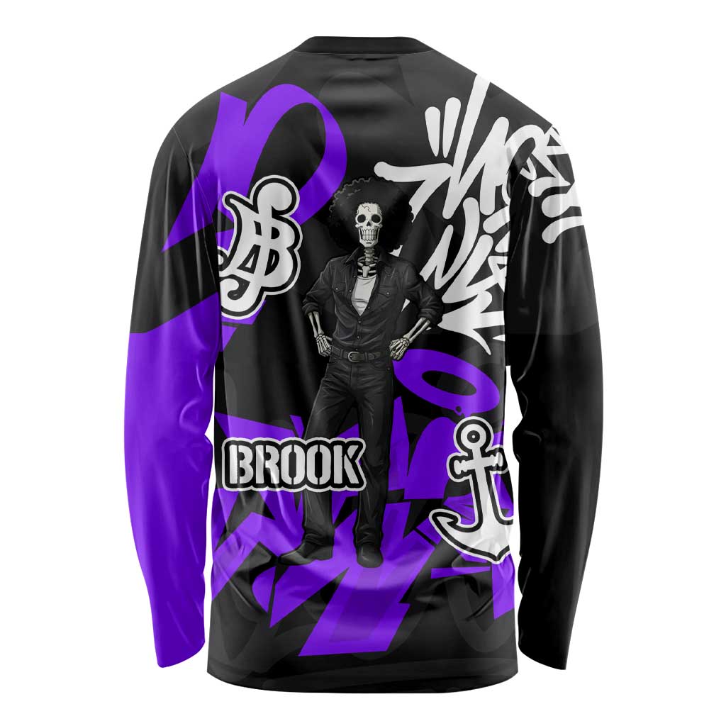 Brook One Piece Long Sleeve Shirt Graffiti Street Art Anime Collage
