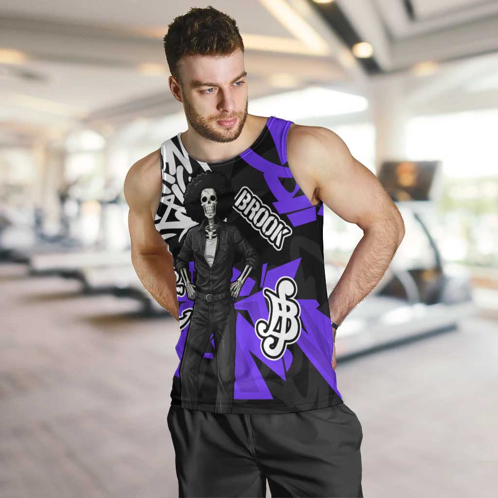 Brook One Piece Men Tank Top Graffiti Street Art Anime Collage
