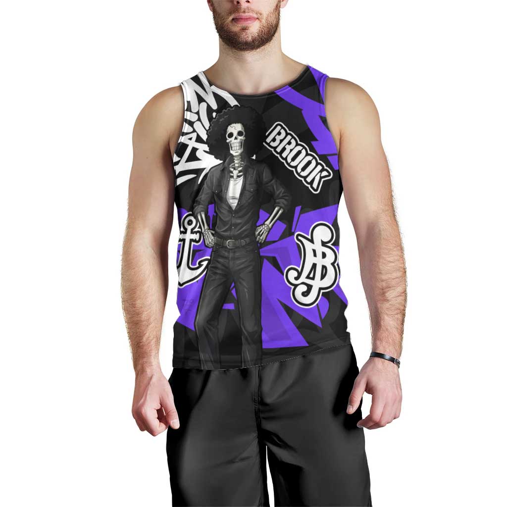 Brook One Piece Men Tank Top Graffiti Street Art Anime Collage