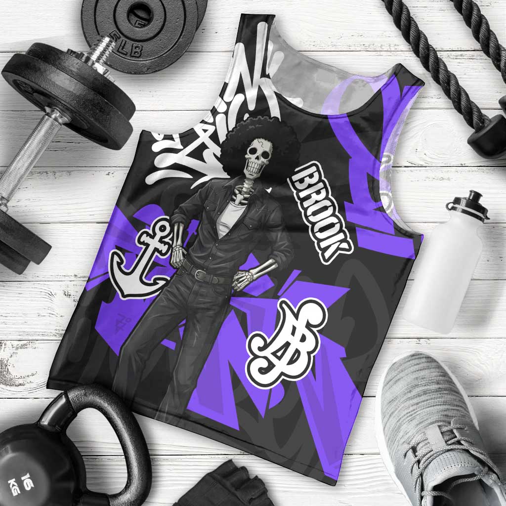 Brook One Piece Men Tank Top Graffiti Street Art Anime Collage