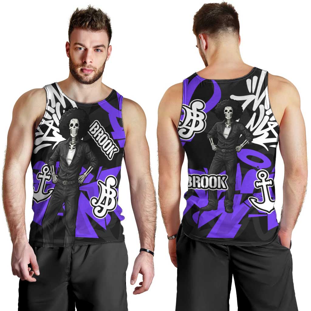 Brook One Piece Men Tank Top Graffiti Street Art Anime Collage
