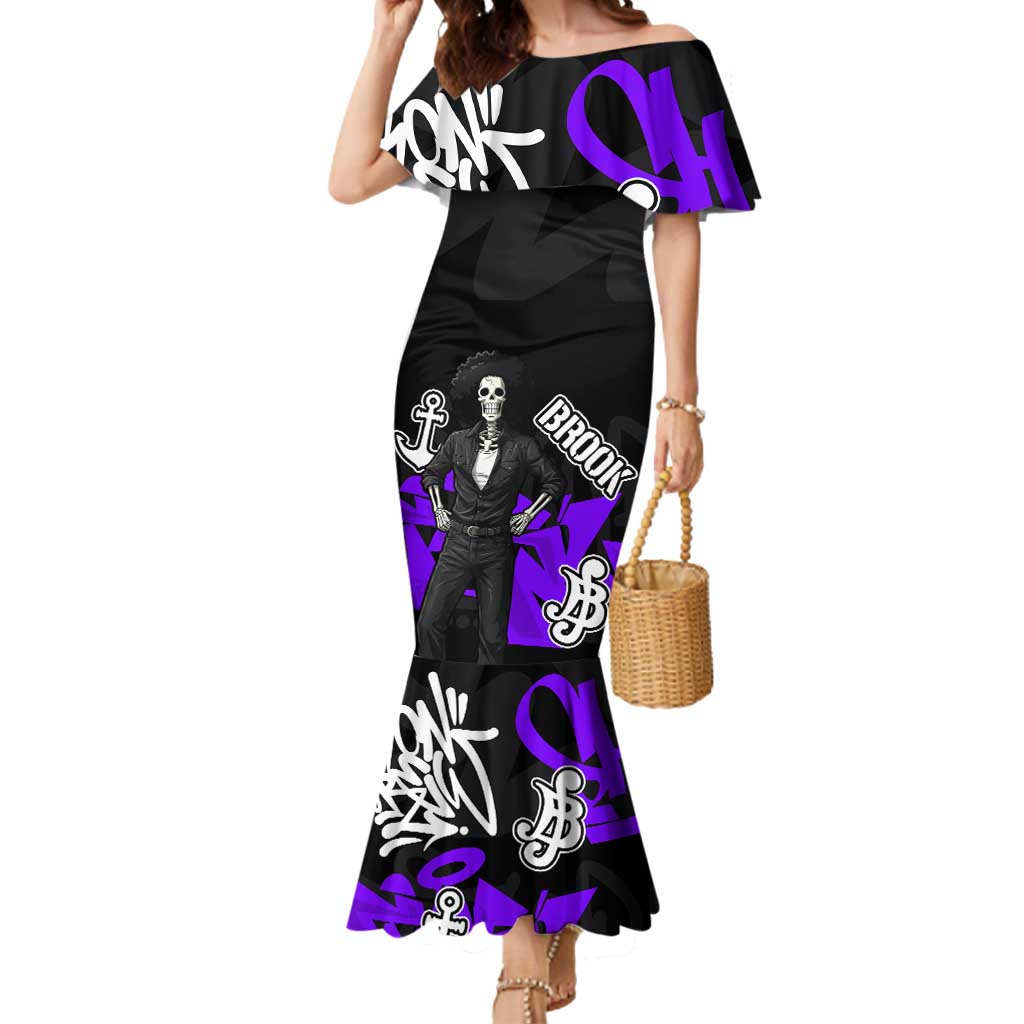 Brook One Piece Mermaid Dress Graffiti Street Art Anime Collage