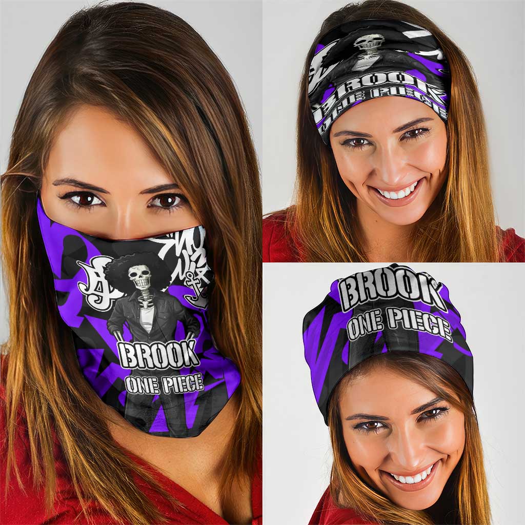 Brook One Piece Neck Gaiter Graffiti Street Art Anime Collage