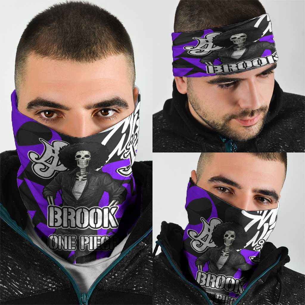 Brook One Piece Neck Gaiter Graffiti Street Art Anime Collage