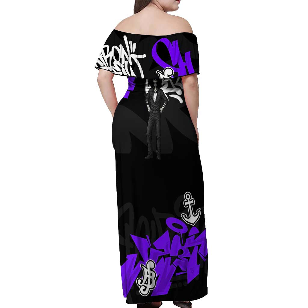Brook One Piece Off Shoulder Maxi Dress Graffiti Street Art Anime Collage