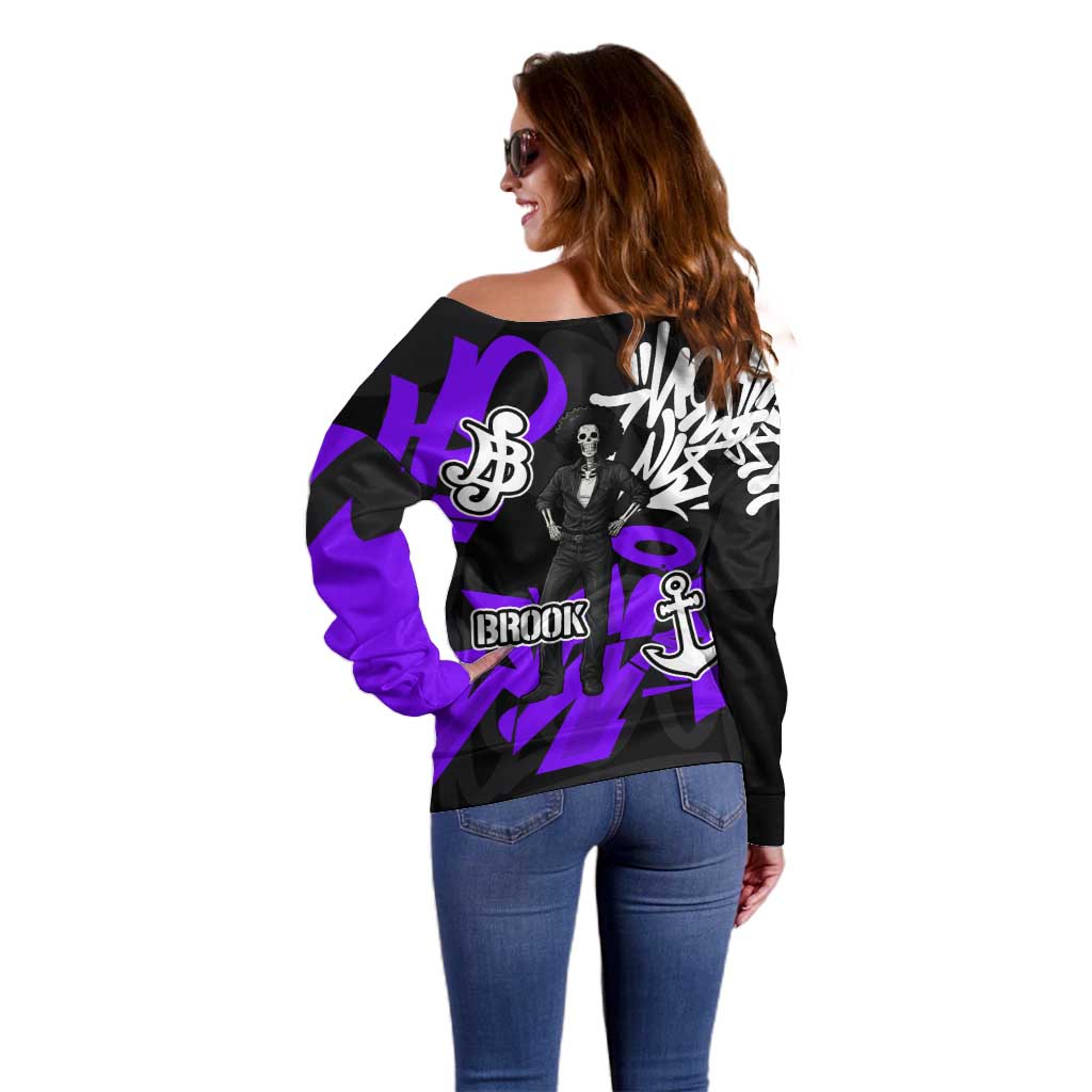 Brook One Piece Off Shoulder Sweater Graffiti Street Art Anime Collage