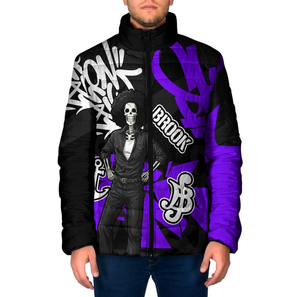 Brook One Piece Padded Jacket Graffiti Street Art Anime Collage