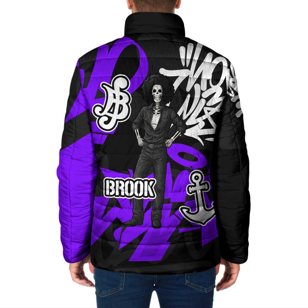 Brook One Piece Padded Jacket Graffiti Street Art Anime Collage