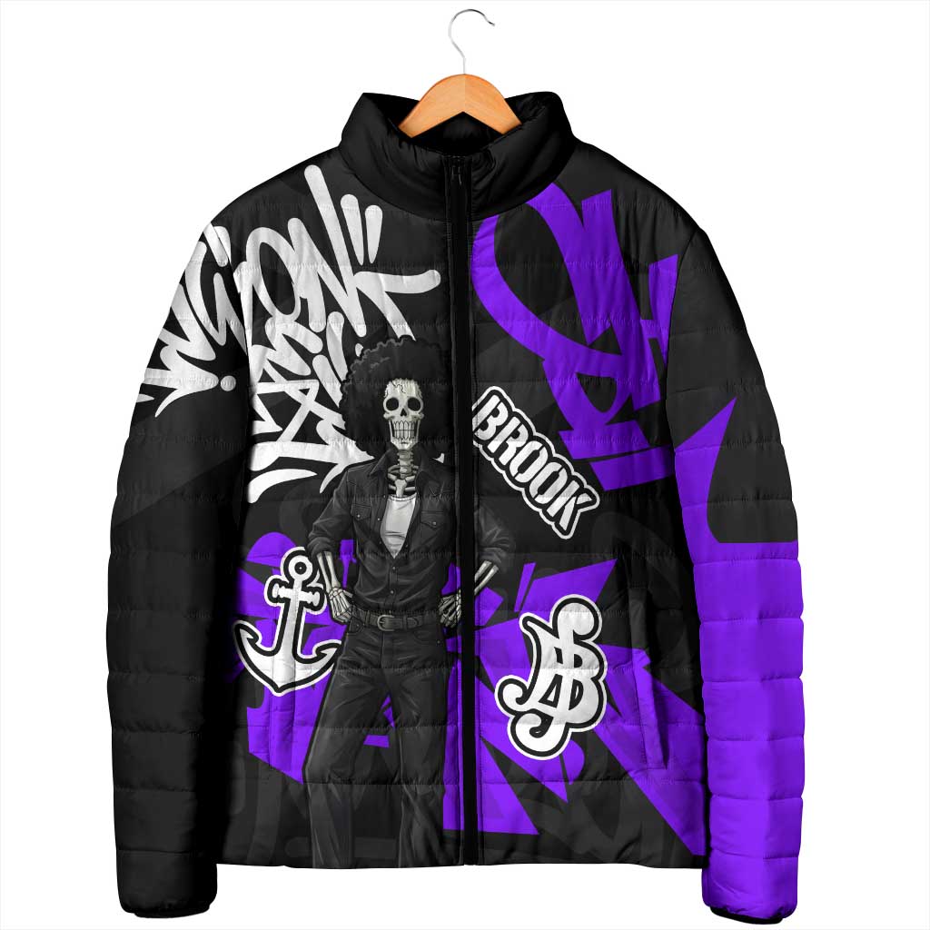 Brook One Piece Padded Jacket Graffiti Street Art Anime Collage