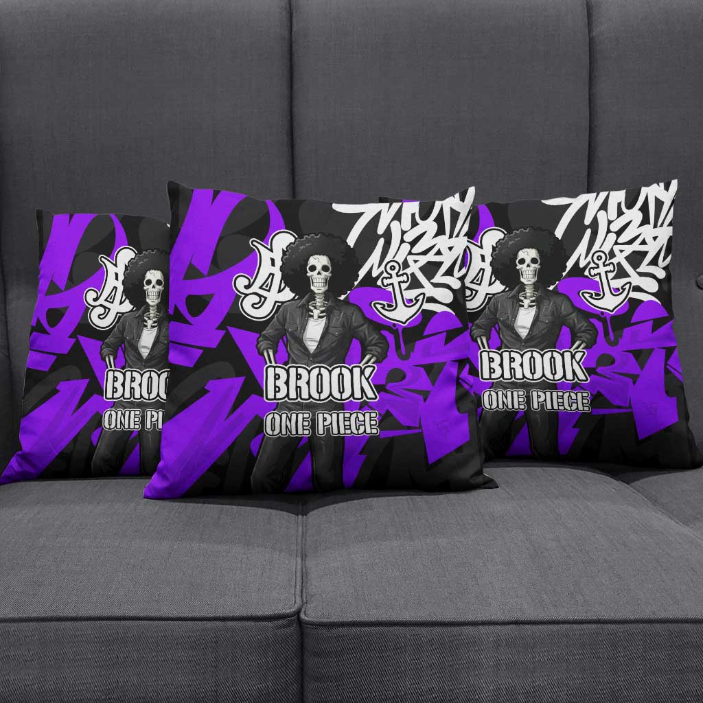 Brook One Piece Pillow Cover Graffiti Street Art Anime Collage