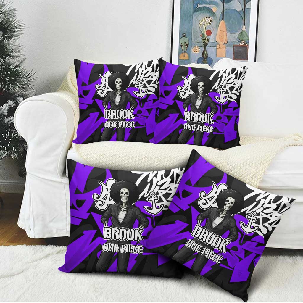 Brook One Piece Pillow Cover Graffiti Street Art Anime Collage