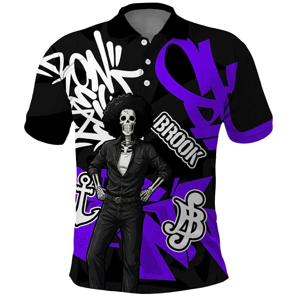 Brook One Piece Polo Shirt Graffiti Street Art Anime Collage