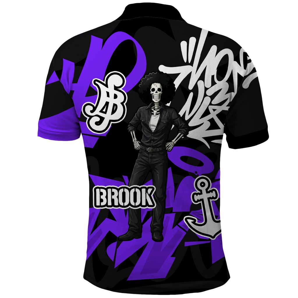 Brook One Piece Polo Shirt Graffiti Street Art Anime Collage