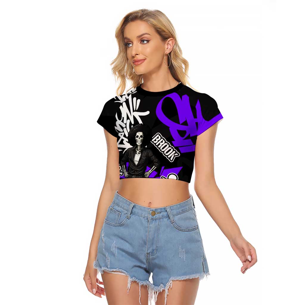 Brook One Piece Raglan Cropped T Shirt Graffiti Street Art Anime Collage