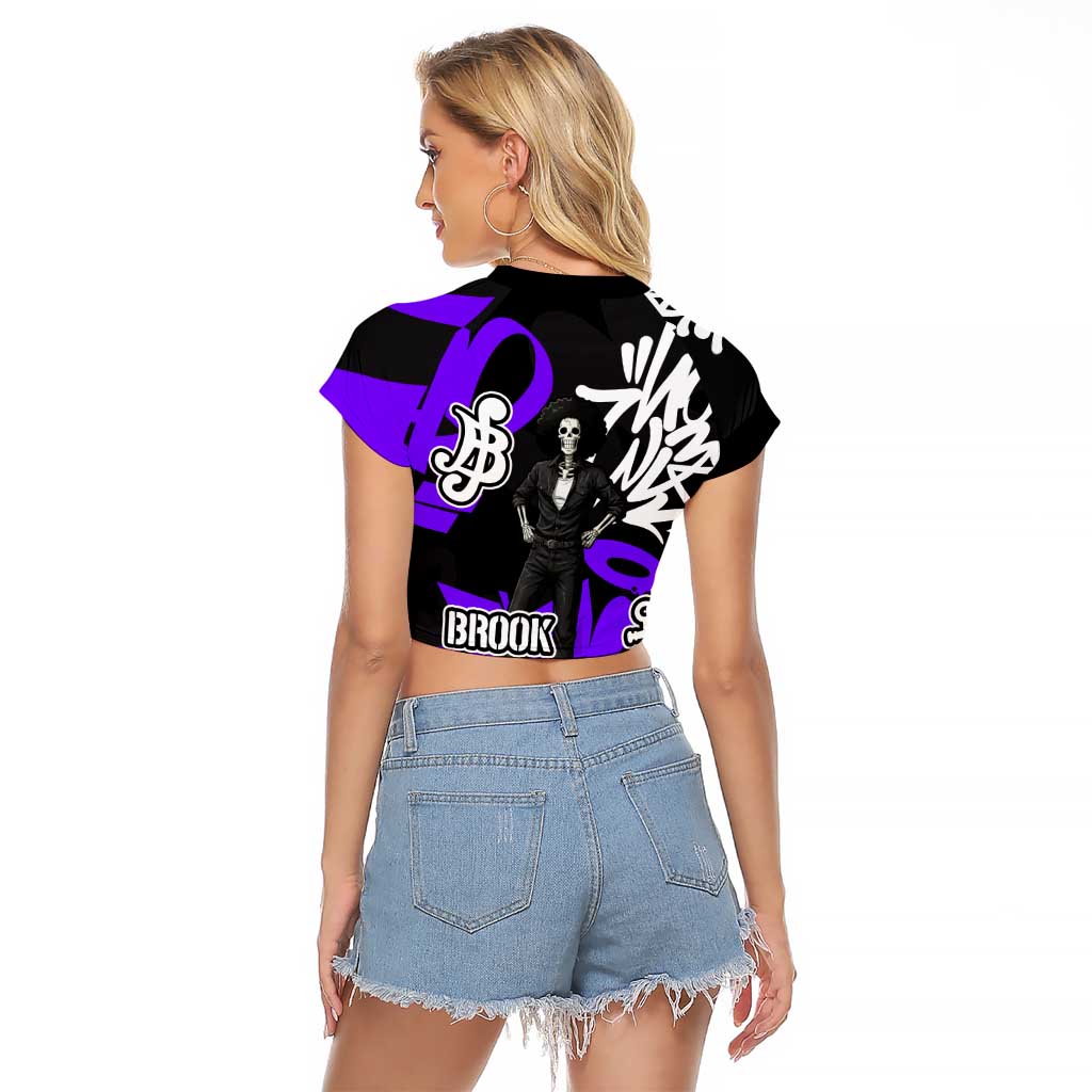 Brook One Piece Raglan Cropped T Shirt Graffiti Street Art Anime Collage