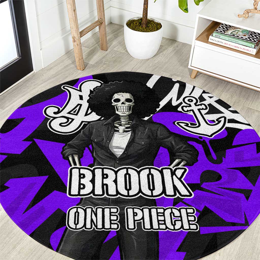 Brook One Piece Round Carpet Graffiti Street Art Anime Collage