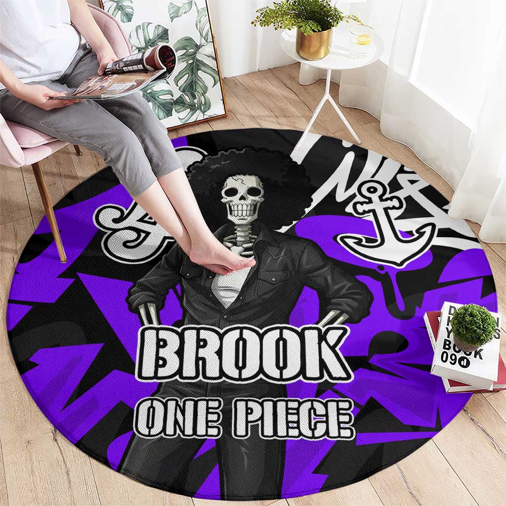 Brook One Piece Round Carpet Graffiti Street Art Anime Collage