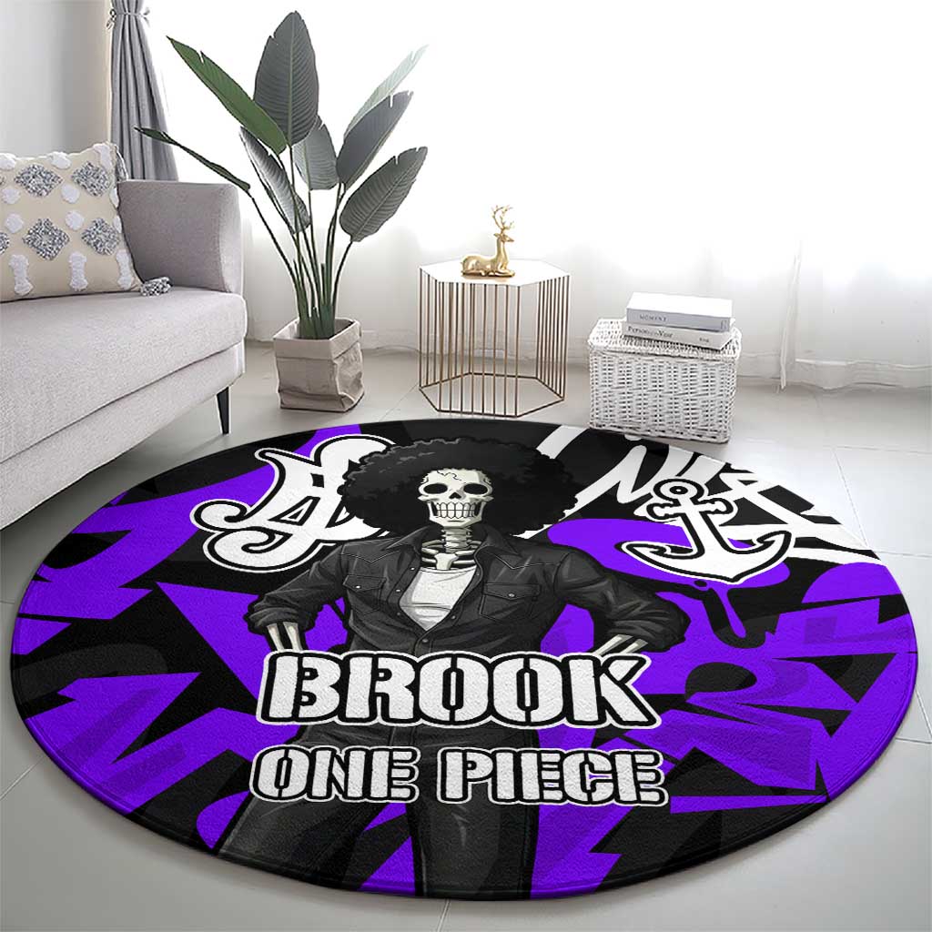 Brook One Piece Round Carpet Graffiti Street Art Anime Collage
