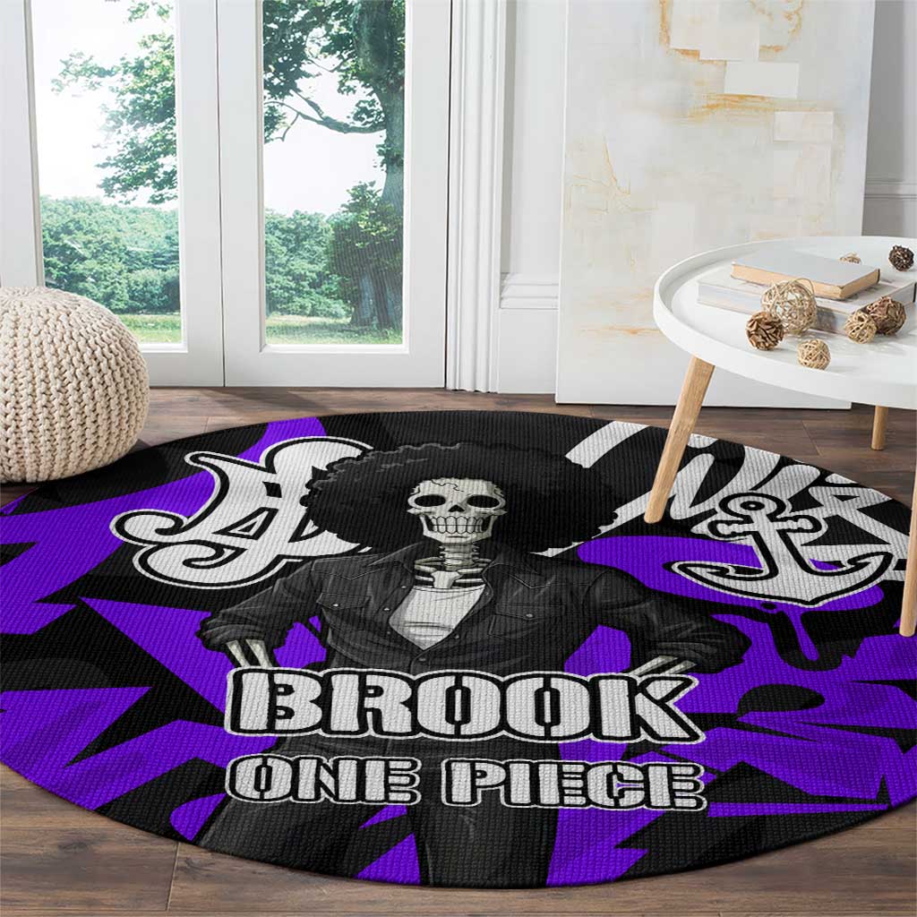 Brook One Piece Round Carpet Graffiti Street Art Anime Collage
