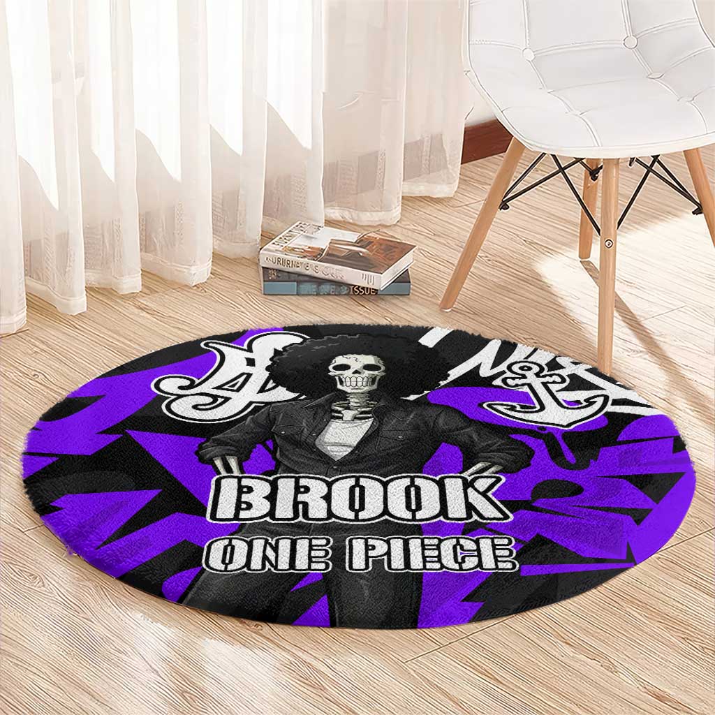 Brook One Piece Round Carpet Graffiti Street Art Anime Collage