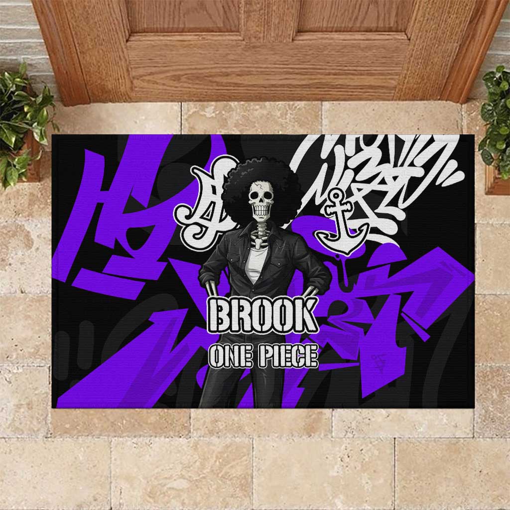 Brook One Piece Rubber Doormat Graffiti Street Art Anime Collage