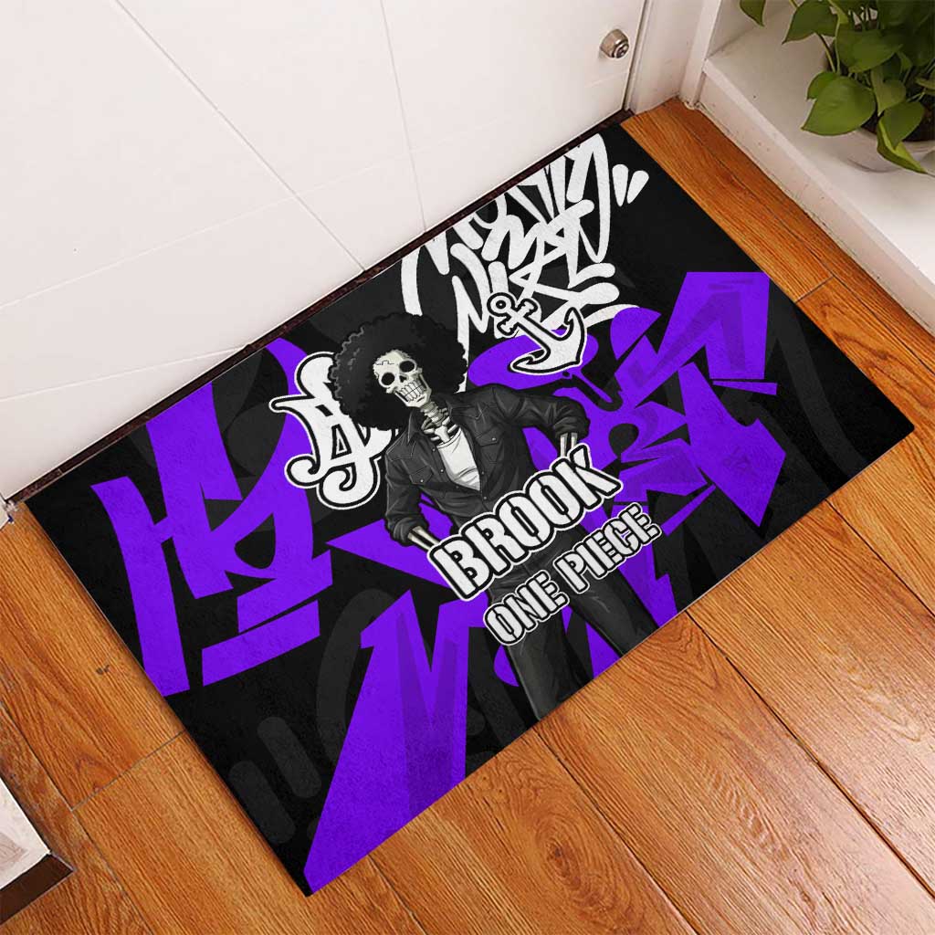 Brook One Piece Rubber Doormat Graffiti Street Art Anime Collage
