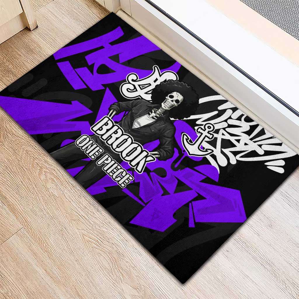 Brook One Piece Rubber Doormat Graffiti Street Art Anime Collage