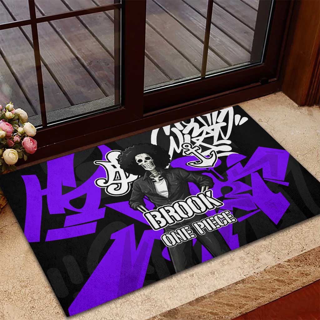 Brook One Piece Rubber Doormat Graffiti Street Art Anime Collage