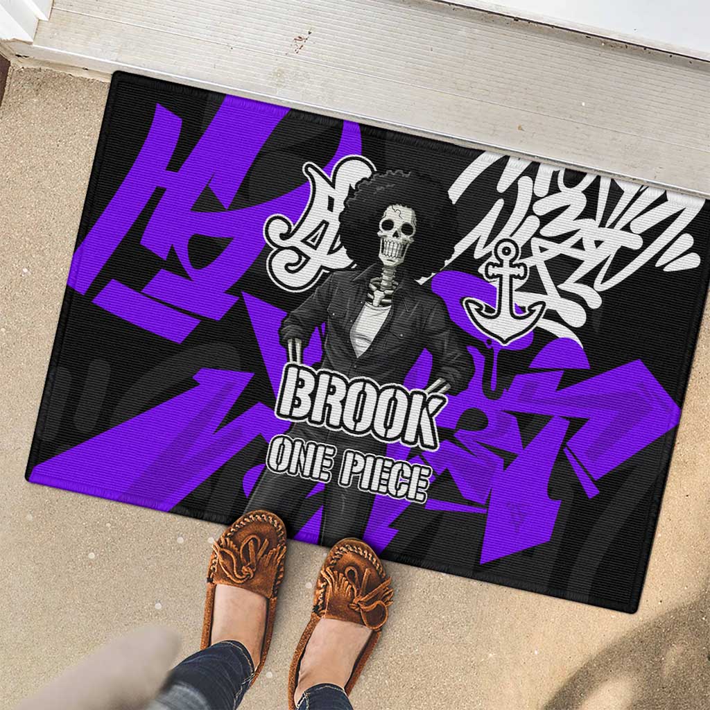 Brook One Piece Rubber Doormat Graffiti Street Art Anime Collage
