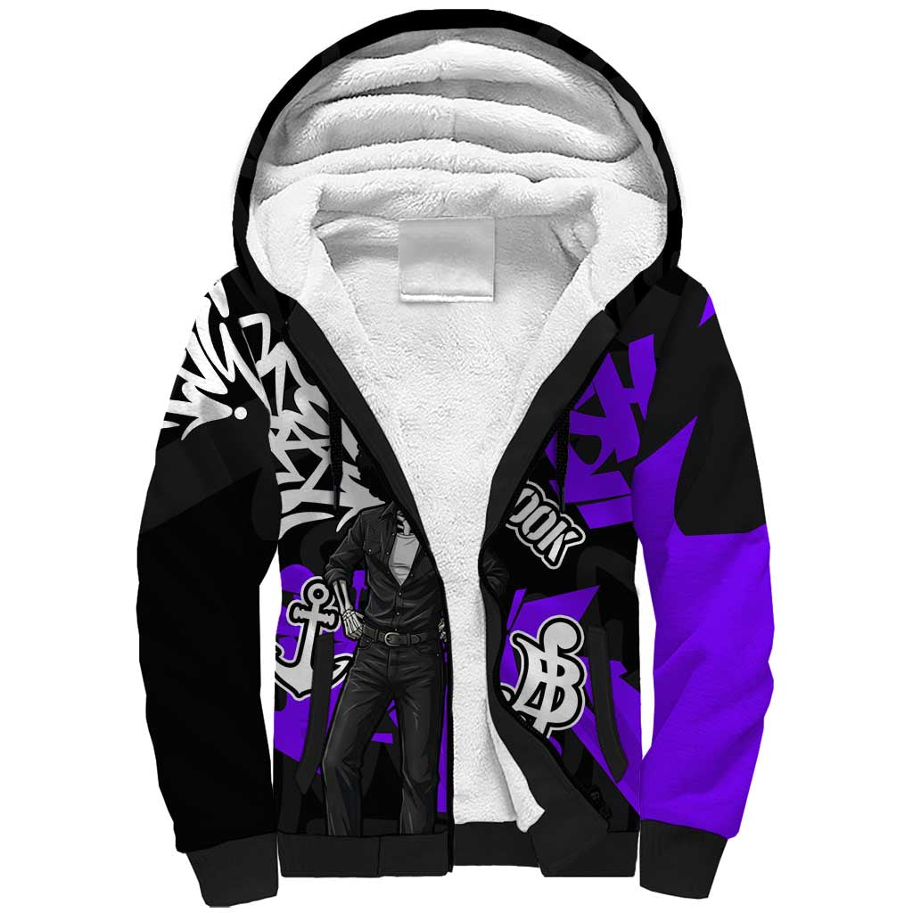 Brook One Piece Sherpa Hoodie Graffiti Street Art Anime Collage