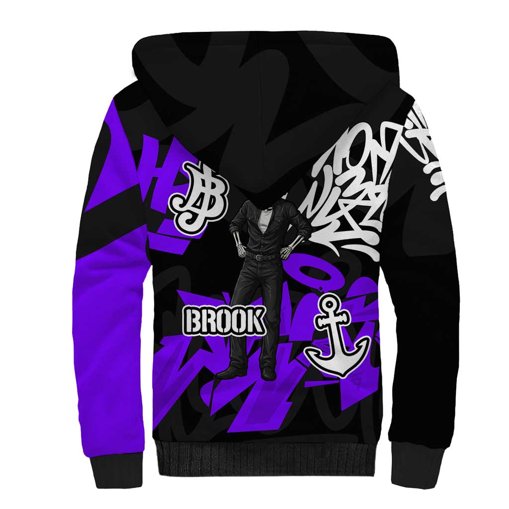 Brook One Piece Sherpa Hoodie Graffiti Street Art Anime Collage
