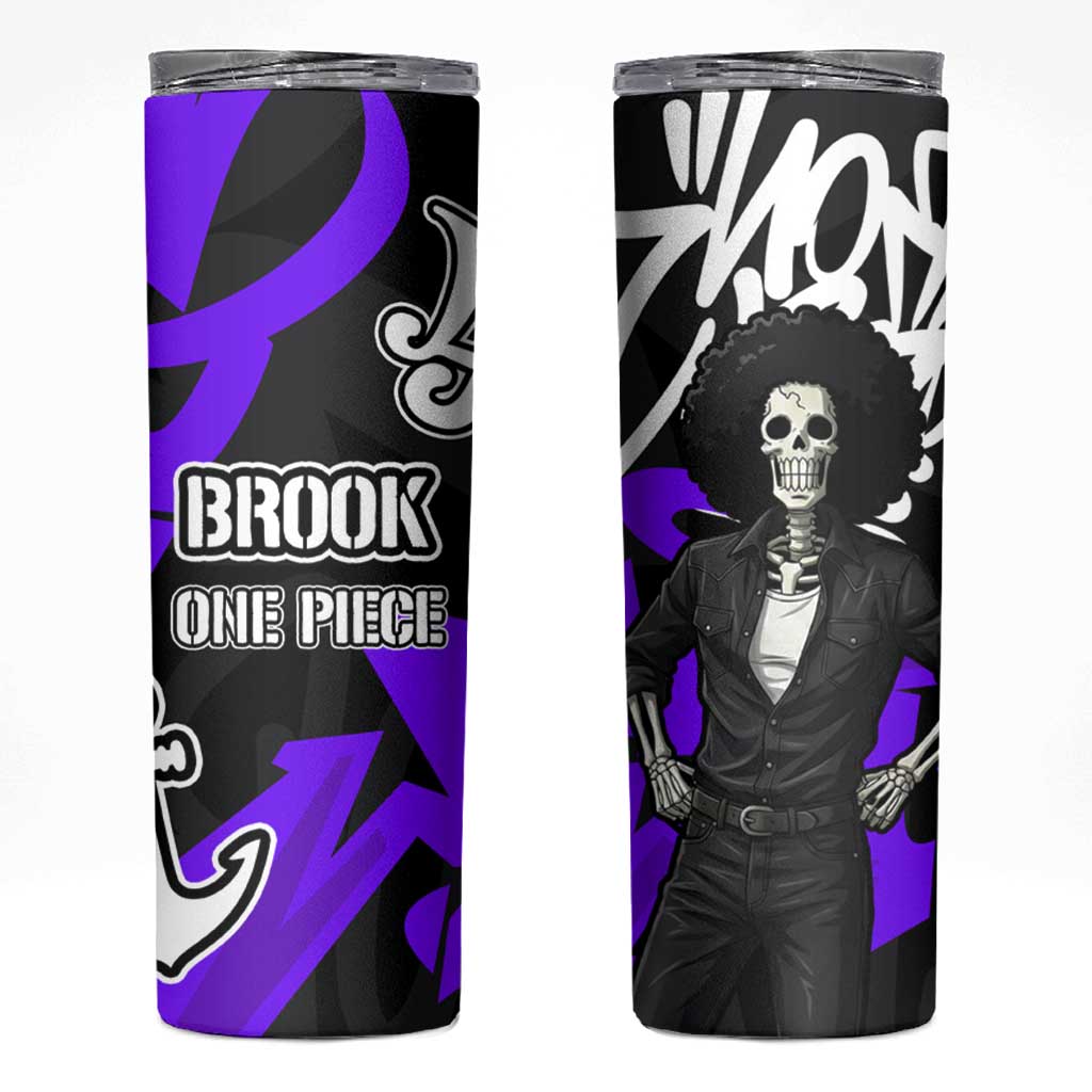 Brook One Piece Skinny Tumbler Graffiti Street Art Anime Collage