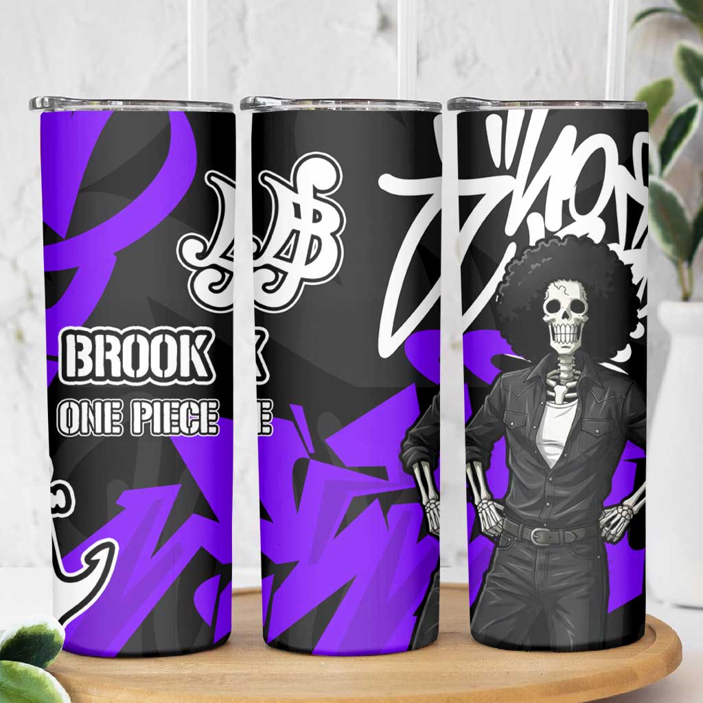 Brook One Piece Skinny Tumbler Graffiti Street Art Anime Collage