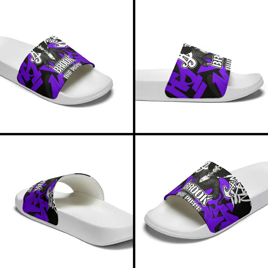 Brook One Piece Slide Sandals Graffiti Street Art Anime Collage