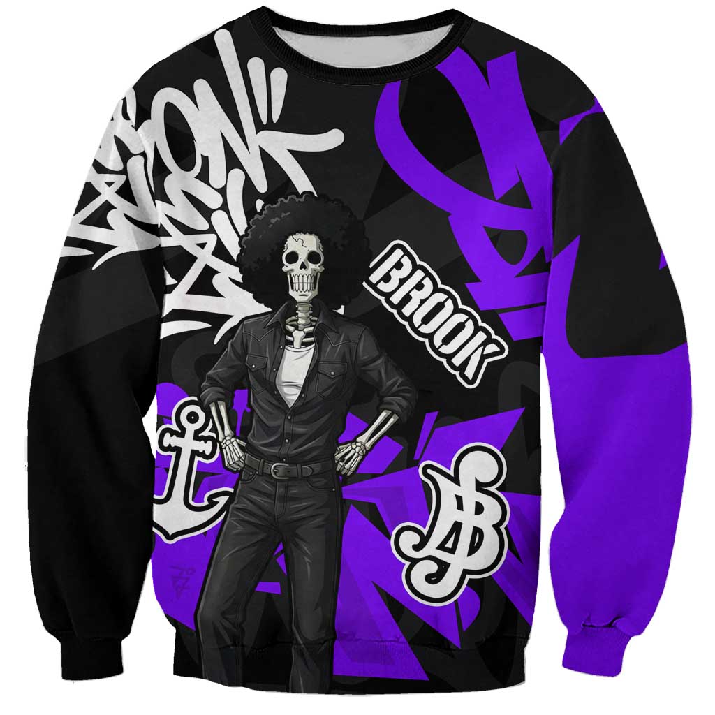 Brook One Piece Sweatshirt Graffiti Street Art Anime Collage