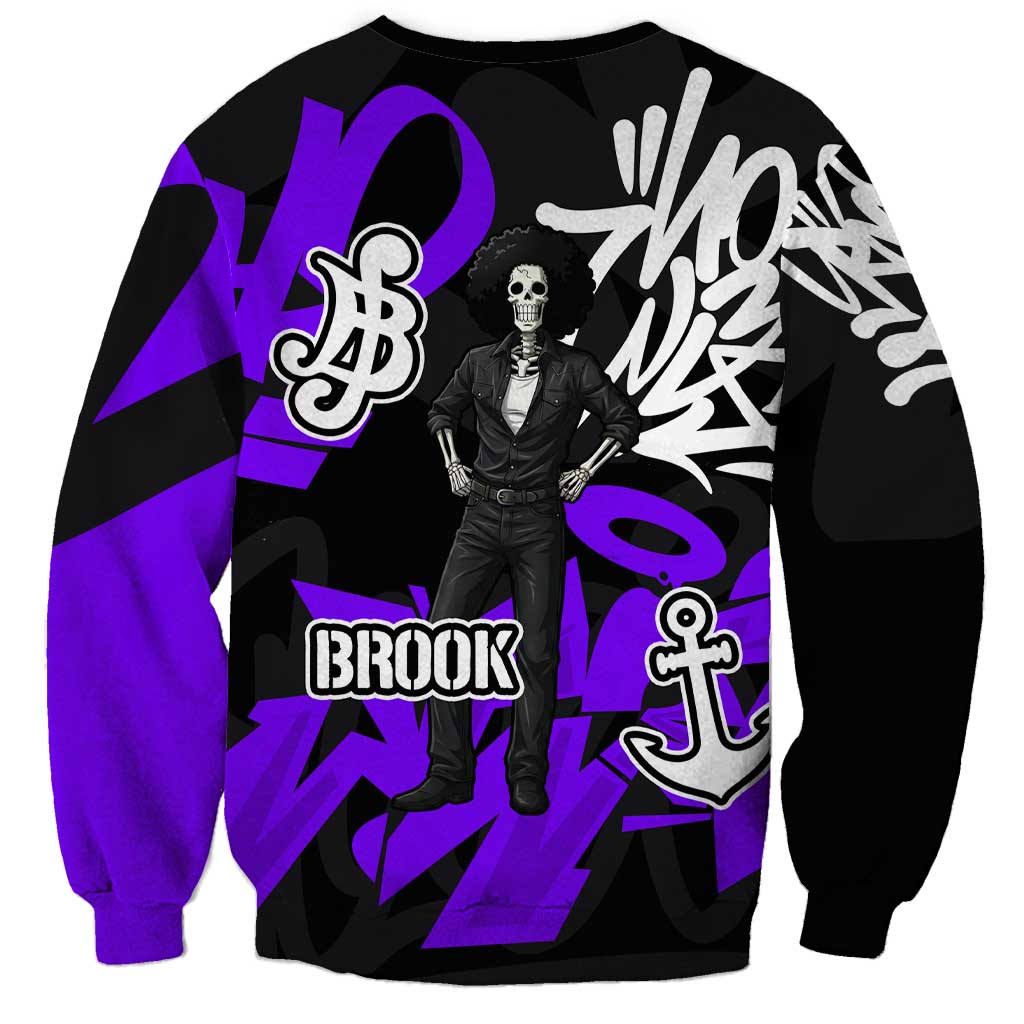 Brook One Piece Sweatshirt Graffiti Street Art Anime Collage