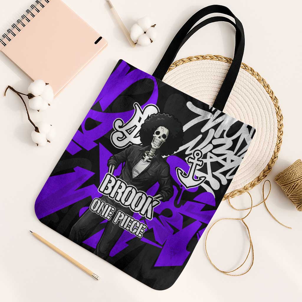 Brook One Piece Tote Bag Graffiti Street Art Anime Collage
