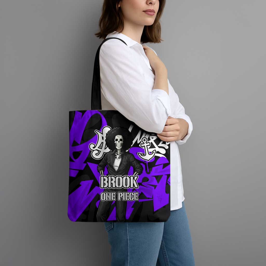 Brook One Piece Tote Bag Graffiti Street Art Anime Collage