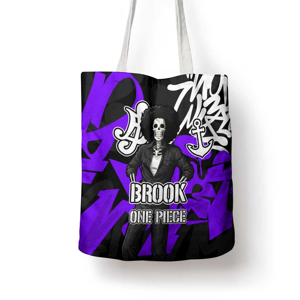 Brook One Piece Tote Bag Graffiti Street Art Anime Collage