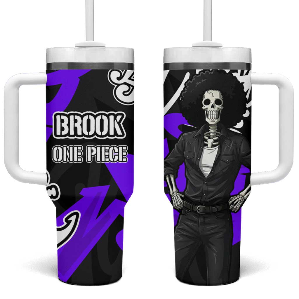 Brook One Piece Tumbler With Handle Graffiti Street Art Anime Collage