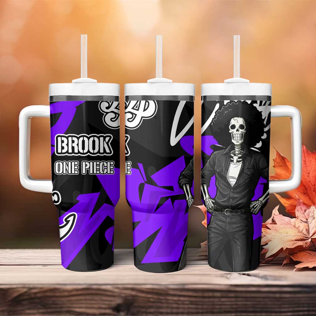 Brook One Piece Tumbler With Handle Graffiti Street Art Anime Collage