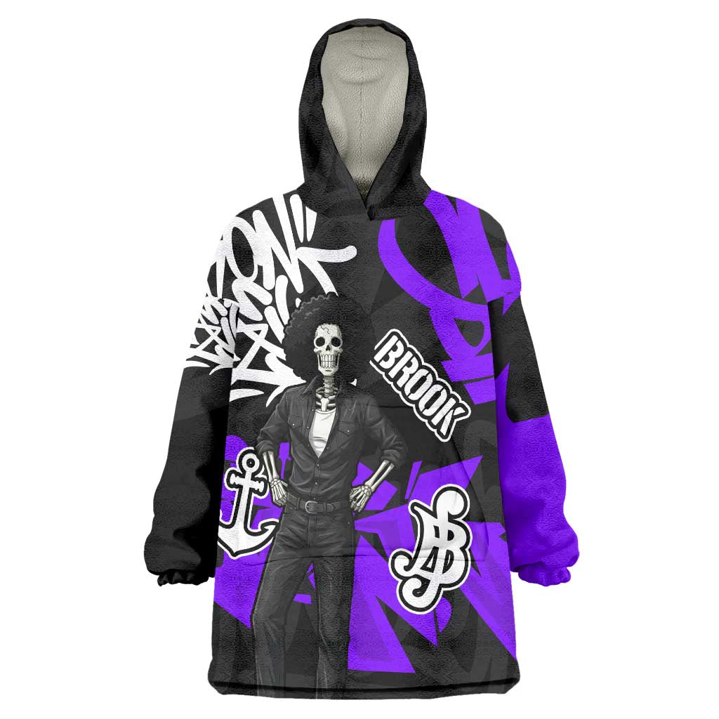 Brook One Piece Wearable Blanket Hoodie Graffiti Street Art Anime Collage