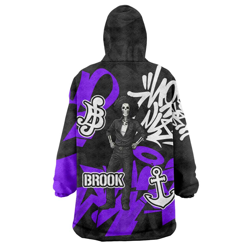 Brook One Piece Wearable Blanket Hoodie Graffiti Street Art Anime Collage