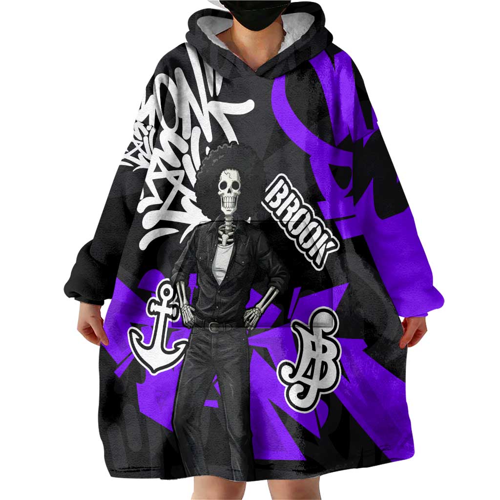 Brook One Piece Wearable Blanket Hoodie Graffiti Street Art Anime Collage