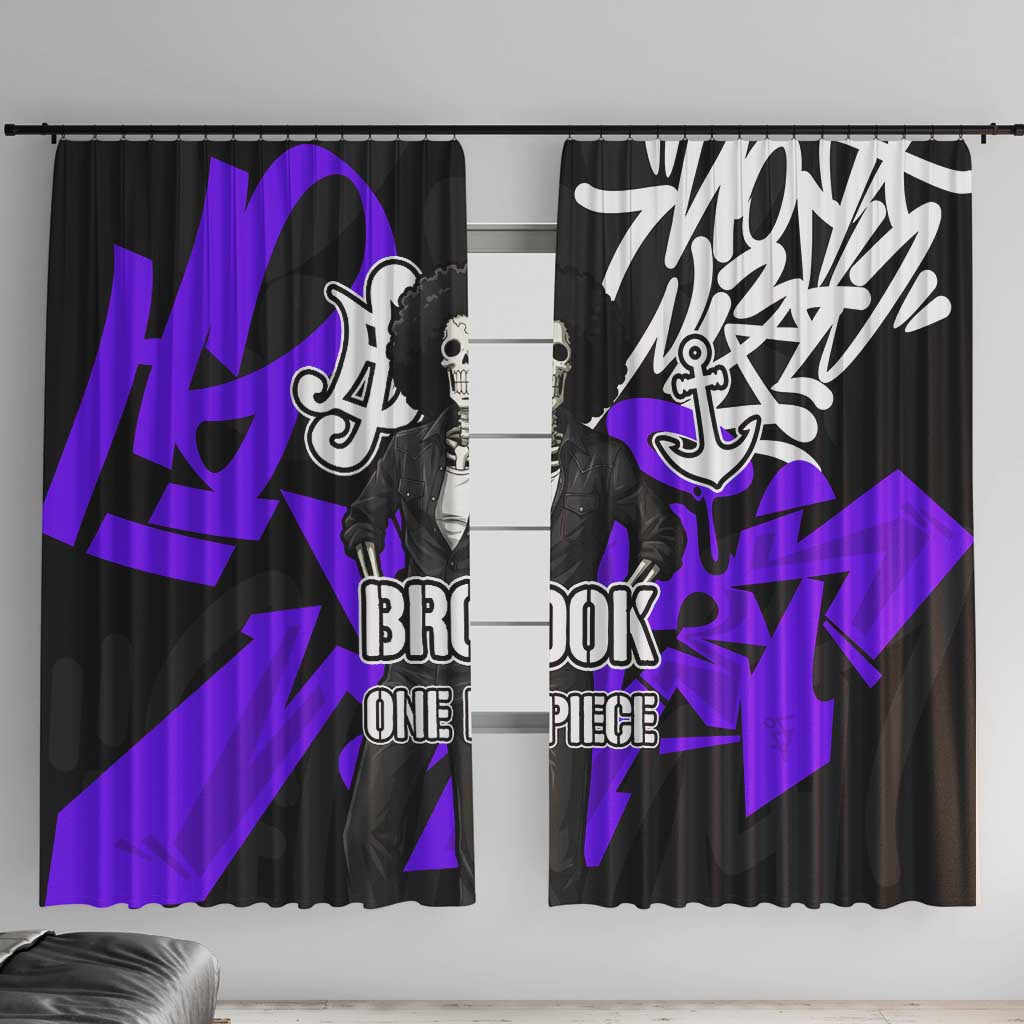 Brook One Piece Window Curtain Graffiti Street Art Anime Collage