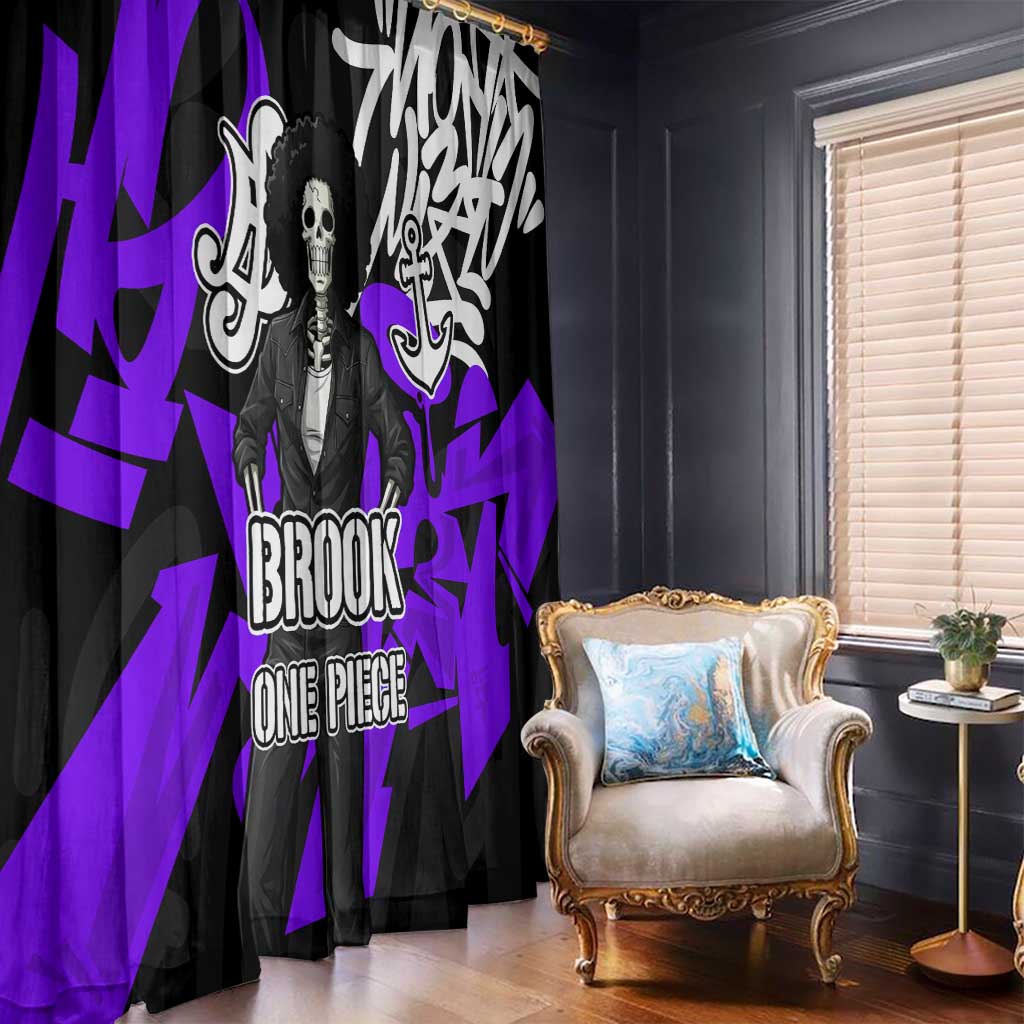 Brook One Piece Window Curtain Graffiti Street Art Anime Collage